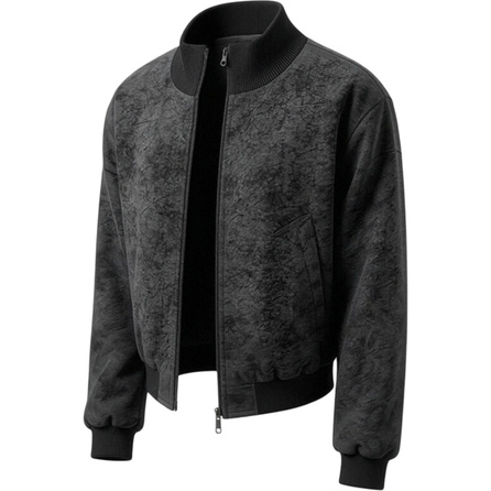 SOCKKEY Korean High Street Vintage Cleanfit Fashionable Tie-Dye Gradient Workwear Striped Structured Patchwork Premium Outdoor Commute Breathable Skin-Friendly Street Bad Boy Trendy Comfortable Versatile Stand Collar Bomber Jacket Unisex