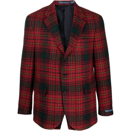 Polo Ralph Lauren Plaid Single-Breasted Casual Long Sleeve Blazer Jacket Men's Red