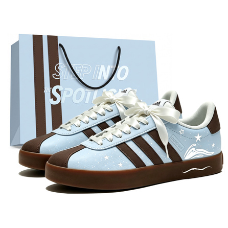 [Custom Sneakers] adidas VL COURT 3.0 Surf Shallow Sea Prelude Gift Bag Edition Casual Comfortable Versatile Preppy Style Fashion Personality High Street Trendy Couple Gift Wear-Resistant Lightweight Low-Top Sneakers Unisex