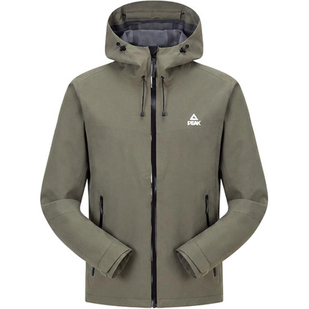 Peak Storm-Level Waterproof Versatile Hooded Hard Shell Single-Layer Jacket Fall Winter Hiking Outdoor Sports Comprehensive Training Trail Commute Single-Layer Windbreaker Men's Army Green