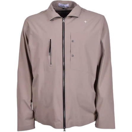 STONE ISLAND STELLINA Series Stand Collar Logo Zip Long Sleeve Jacket Men's Beige