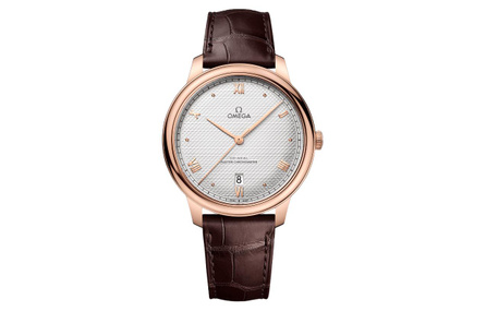 OMEGA De Ville Prestige Automatic Mechanical Movement 30m Water Resistance Men's Watch Swiss 40mm Silver Dial Sedna 18K Gold Case Crocodile Leather Calfskin Strap