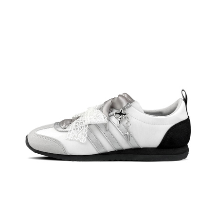 [Custom Sneakers] adidas VS JOG 2.0 BNK Silver Yarn Cross Korean Style Classic Simple Versatile Minimalist Comfortable Lightweight Wear-Resistant Low-Top German Training Shoes Unisex Silver White