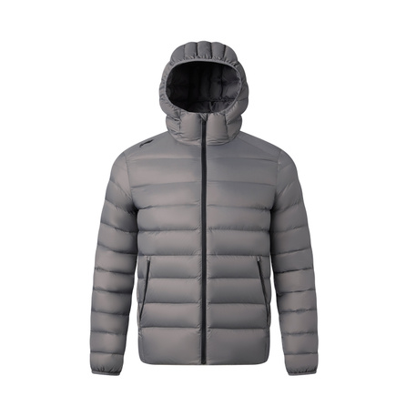 Li-Ning Duck Down Heat-Lock Cold-Resistant Fluffy Comfortable Outdoor Commute Solid Color Hooded Water-Repellent Short Puffer Ribbed Down Jacket Men's Dignified Grey