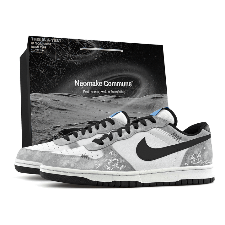Custom Sneakers Nike Dunk Graffiti Gift Bag Simple Maillard Wasteland Style Distressed Trendy Fashion Versatile Boyfriend Wrapping Anti-Slip Low-Top Skate Shoes Unisex Gray White