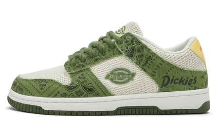 Dickies British Style Comfort Trendy Versatile Paisley Design Wear-Resistant Casual Breathable Low-Top Skate Shoes Men's Bamboo Shoot Green